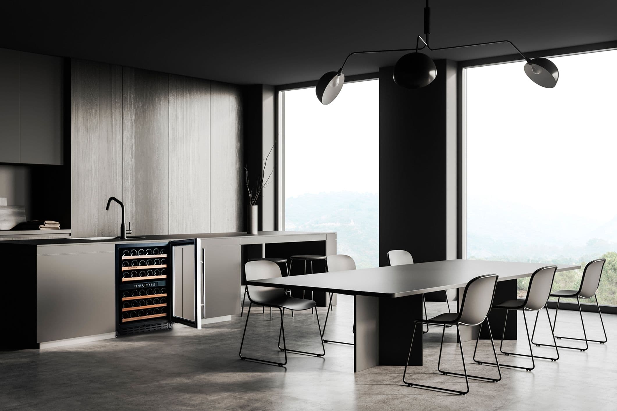 Vinobox 50 GC 2T SS in a modern condominium dark kitchen in Bangkok