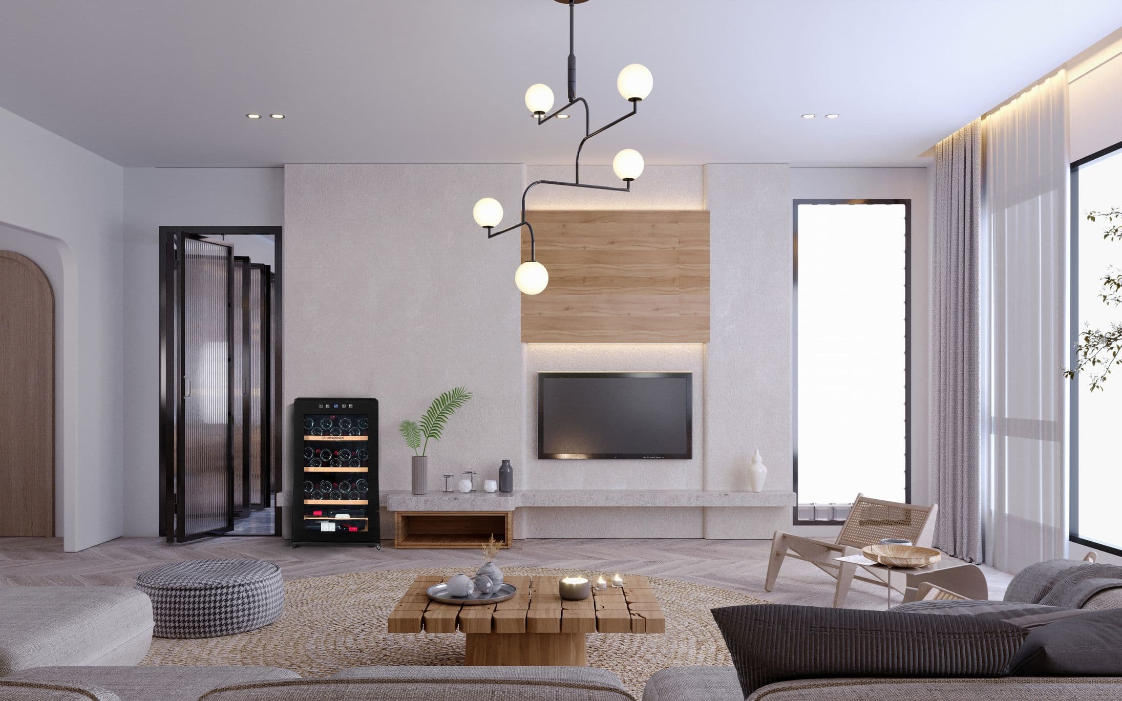 Vinobox 48 Pro in a modern living room minimalistic light tones
